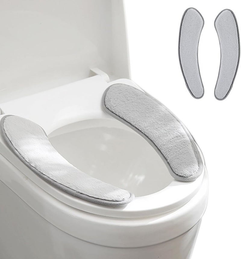 Iensen Thick and Warm Toilet Seat Cushion Cover - with Sticky Toilet Seat Cushion - Washable and Reusable Mat for Winter - Double Flap Separation, TPR Back Adhesive, Soft and Protective (Grey) - Image 1